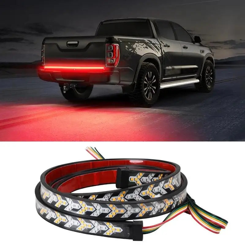 GPRGIT 12V-24V 1m 1.2m 1.5m 2m 2.4m Car Brake Turn Flexible LED Dual Rear Flash Red Truck Signal Tail Running Lamp Strip Warning Lights