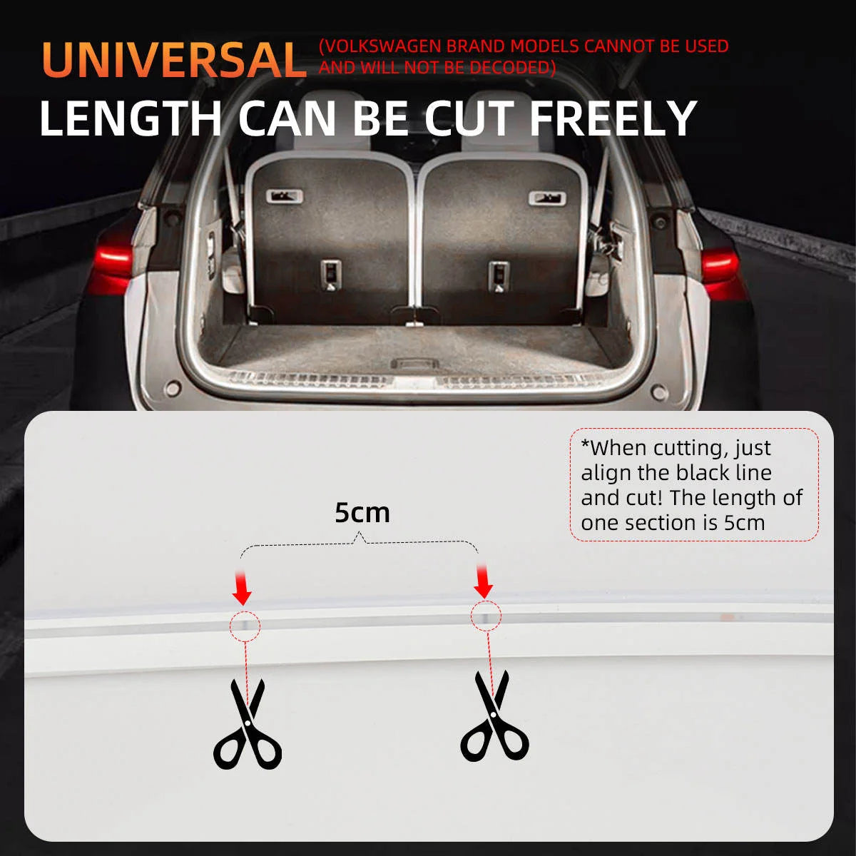 GPRGIT 12V Waterproof Soft LED Neon Strip Trunk Light White/Warm White