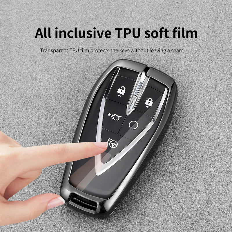 GPRGIT Carbon Fiber Car Logo Key Cover for Changan CS35 Plus CS55 PLUS CS75 PLUS Eado UNI-T Oushang X5 X7 EV 2019 2020 2021