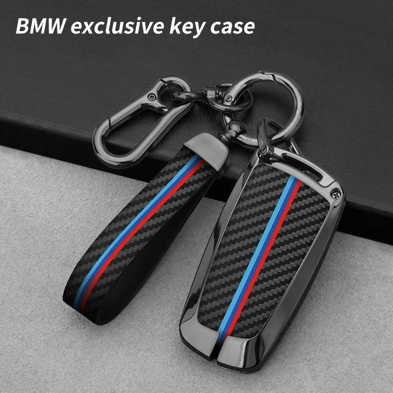 GPRGIT Carbon Car Logo Key Case Cover for BMW F20 F30 G20 F31 F34 F10 2020-2022 G20 G30 F11 X3 F25 X4 I3 I4 G21 M3 M4 1 3 5 7 Series