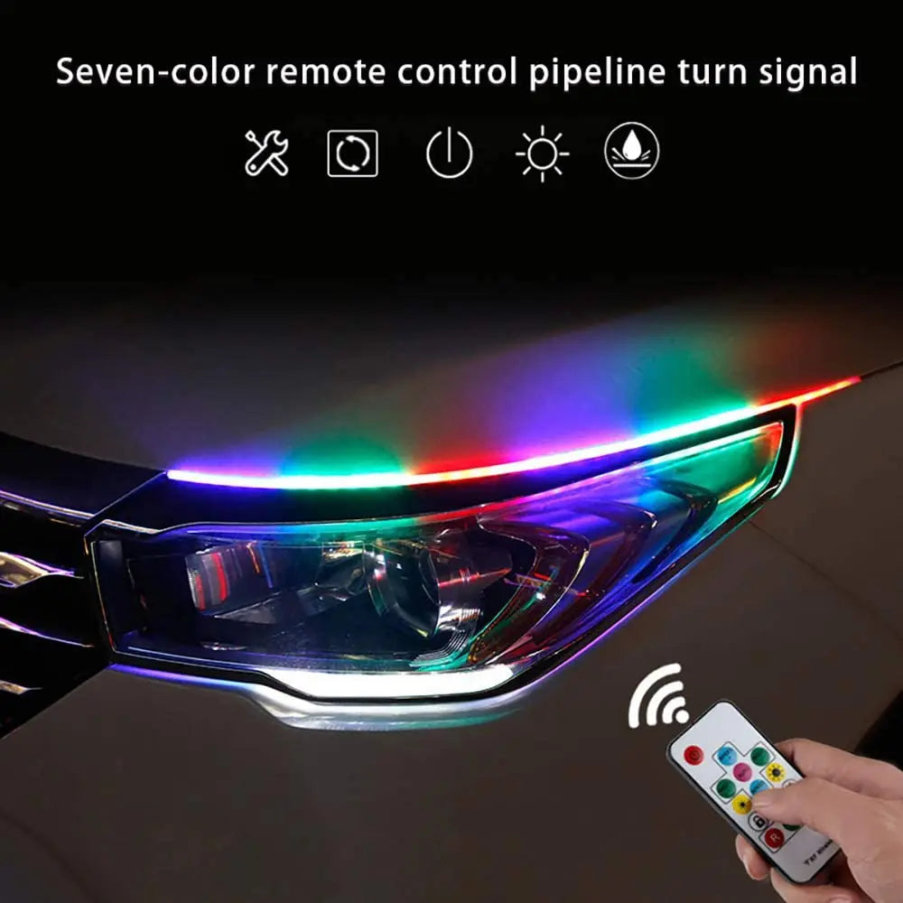 GPRGIT Universal Silicon Super Slim Free Bending RGB Car LED DRL Turn Signals 30 45 60cm Multi Color Car LED Strip Light