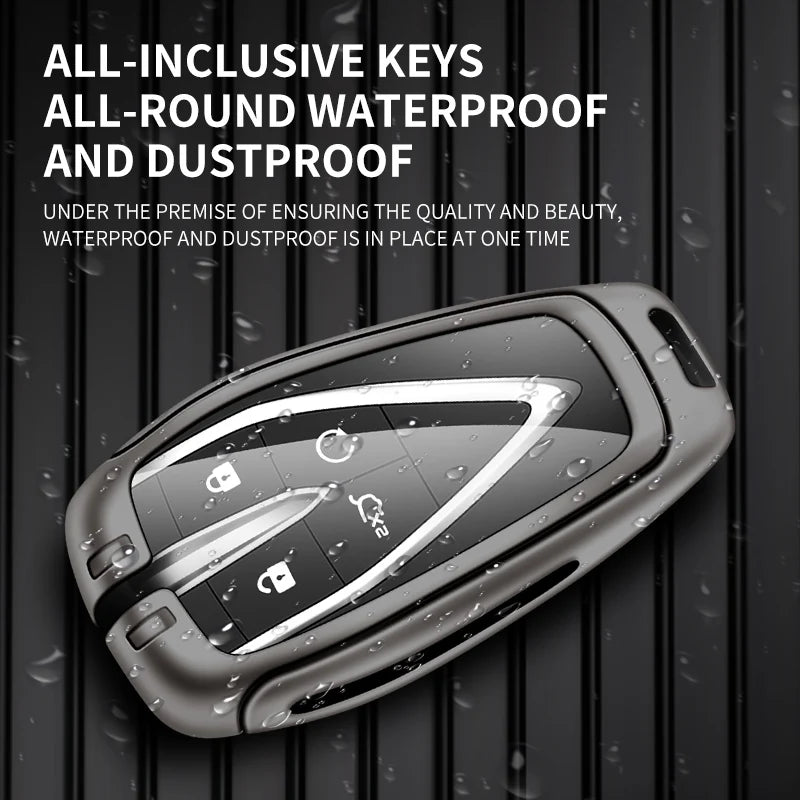 GPRGIT Metal Leather Car Key Case Cover for Changan CS35Plus CS55Plus CS75Plus 2019-2020 Keyless Protector Shell