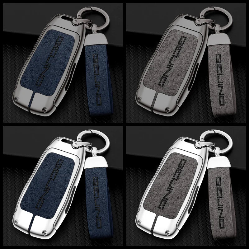 GPRGIT Zinc Alloy Leather Remote Car Key Case Cover Shell for BEIJING X7 EX3 U5 EU5 U7 BJ 40 BJ 80