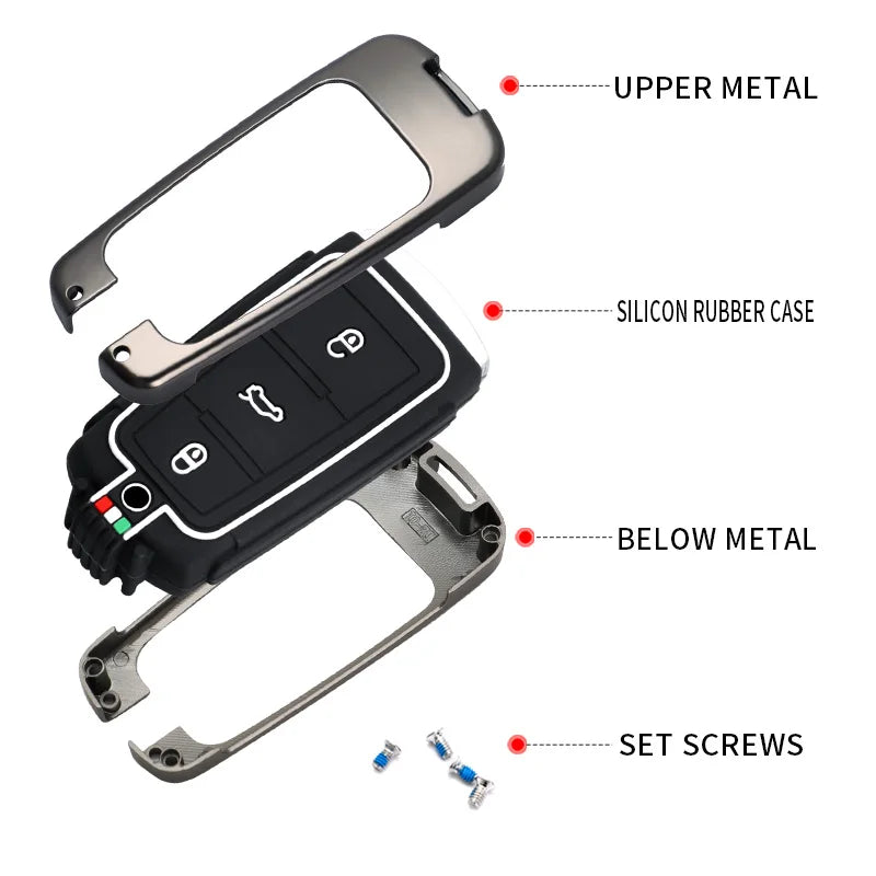 GPRGIT New Zinc Alloy Remote Car Key Case Full Cover for Volkswagen VW Passat CC B6 B7 B7L 3C R36 Maogotan B5 Replacement Accessories
