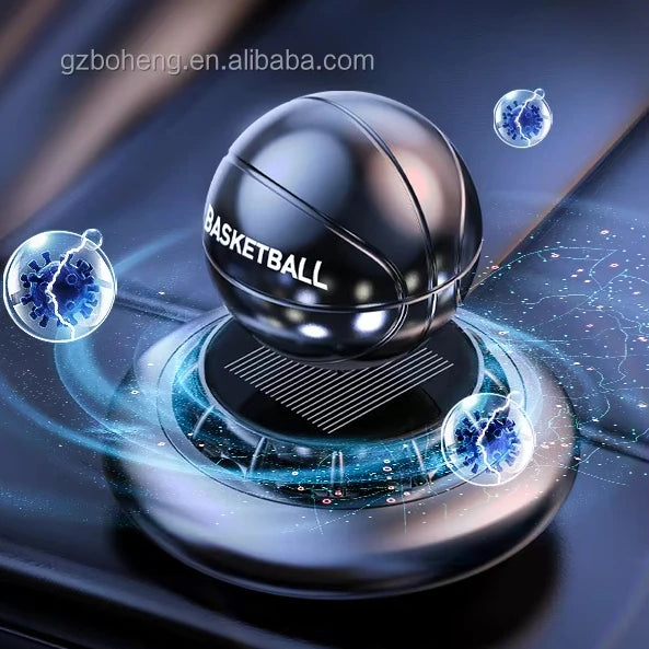 GPRGIT Solar Rotating Basketball Car Perfume Dashboard Ornament Metal