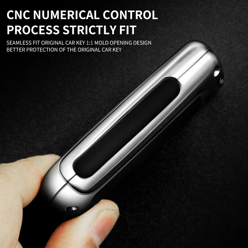 GPRGIT Zinc Alloy Leather Car Remote Key Case Cover for MG MG6 ZS HS Protector Keychain