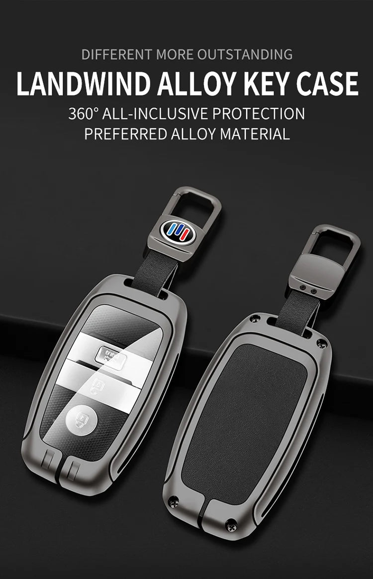 GPRGIT Car Logo Zinc Alloy Leather 3 Buttons Car Key Case Cover for Landwind X7 X5 Keychain Protective Holder Keyless Shell Accessories