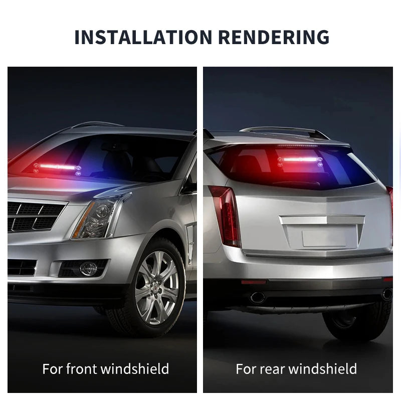 Car Windshield LED Warning Light Interior Flashing Emergency Dash Deck Strobe Lights 12V 24V