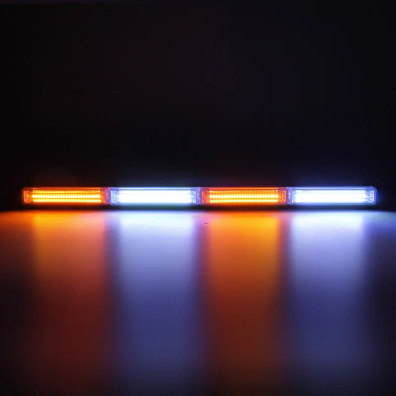 23 Inch Vehicle LED Warning Light Bar Safety Caution Emergency White Amber Strobe Light Bars for Trucks ATV Tow Tractor 12V 24V