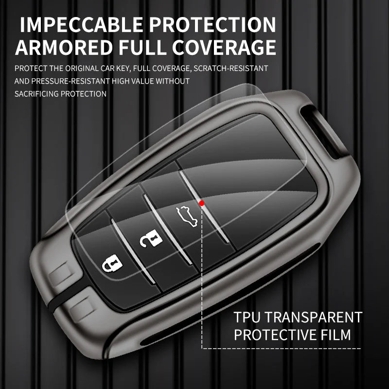 GPRGIT Alloy Leather Key Case Cover for Toyota Corolla RAV4 CHR C-HR Camry Crown Auris 200 Prado Land Cruiser Protector Bag
