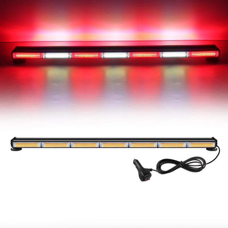 Automotive LED COB Strobe Safety Warning Light Bar with Magnetic Base Double Row Flashing Lights for Car Universal