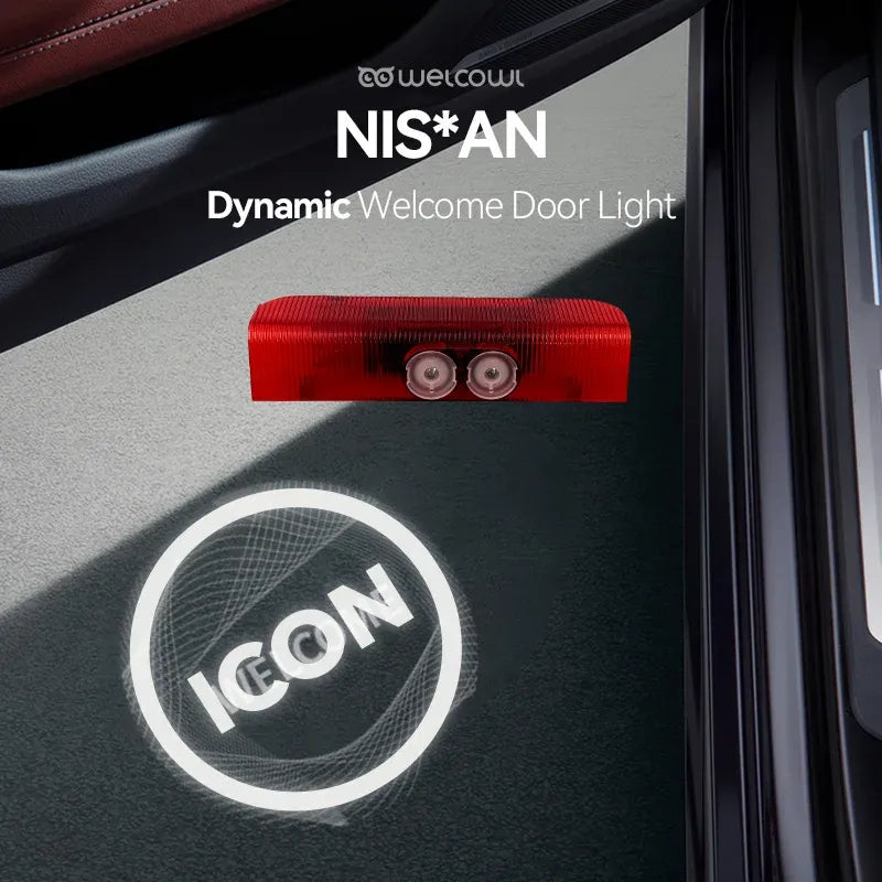 GPRGIT Welcome Door Light for MAXIMA TERRA Altima TITAN NAVARA Pathfinder QUEST Leds Shadow Puddle Dual Lens Dynamic Car Lamp Icon