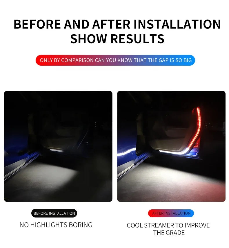 GPRGIT LED Car Door Warning Light 120cm Anti-Collision Strobe Safety Lamp 12V 27W