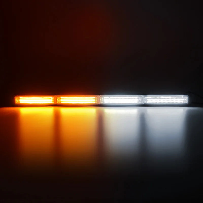 23 Inch Vehicle LED Warning Light Bar Safety Caution Emergency White Amber Strobe Light Bars for Trucks ATV Tow Tractor 12V 24V