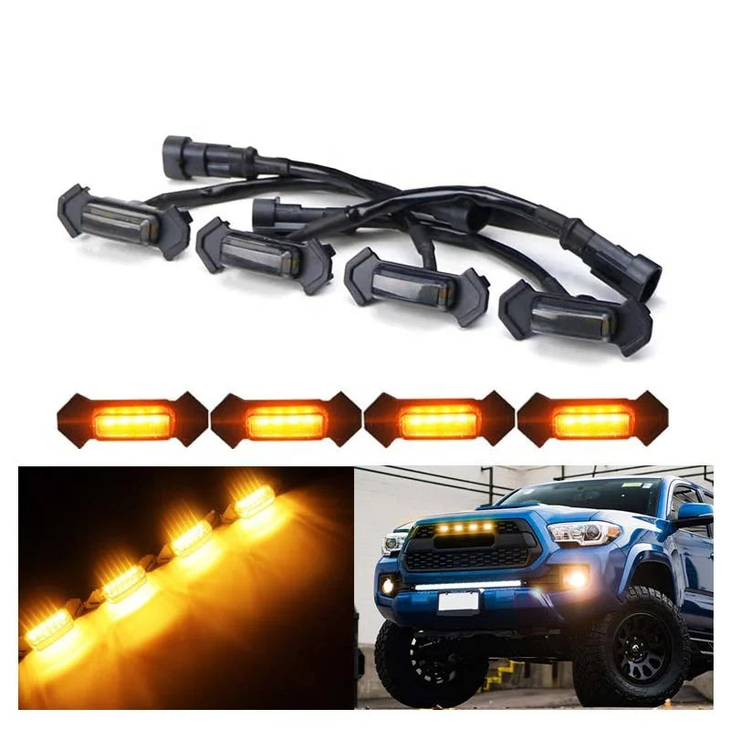 GPRGIT 4-Piece 6SMD LED Grille Light for Toyota Tacoma 2016-2019 - DRL Yellow/White Fog Warning Light