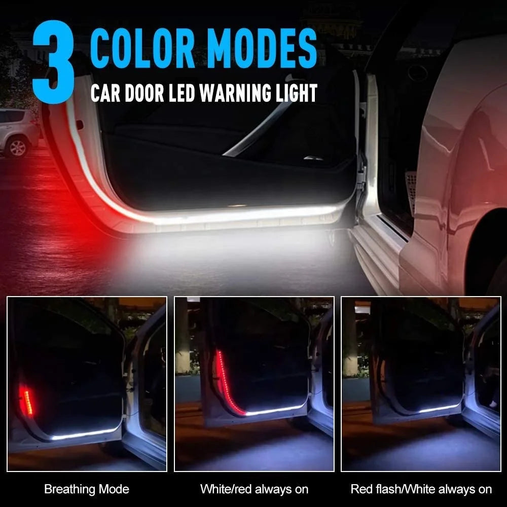 GPRGIT LED Car Door Warning Light 120cm Anti-Collision Strobe Safety Lamp 12V 27W