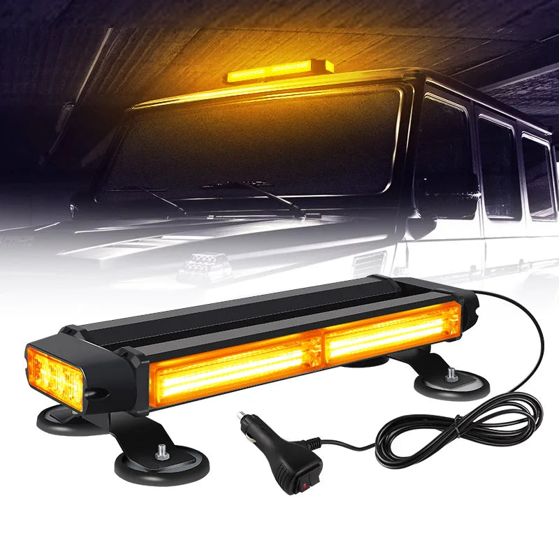 Super Bright 13.7inch Cob Led 4 Sided Warning Light Bar Car Roof Top Warning Led Light Traffic Emergency Strobe Lights