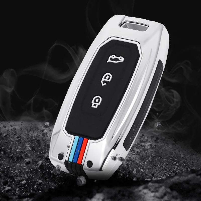 GPRGIT Car Folding Remote Key Protector Fob Accessories for Ford Mondeo Galaxy Focus S-Max C-Max Ranger Transit ST Metal Keychain