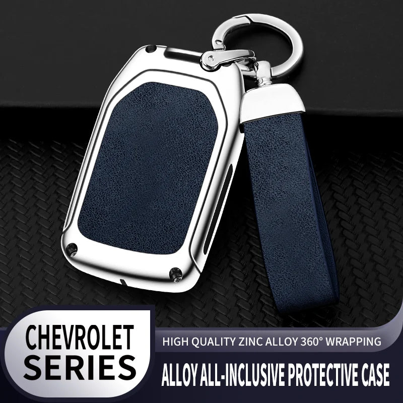 GPRGIT Metal Leather 3/4/5/6 Button Car Key Cover Case for Chevrolet/GMC Yukon/Suburban/Tahoe 2015-2016