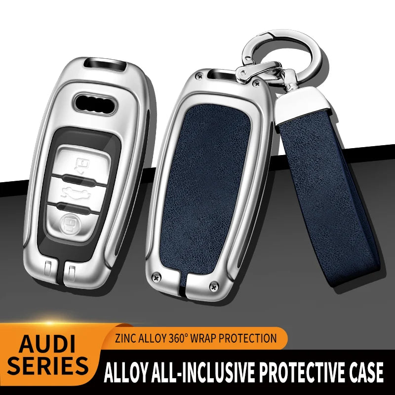 GPRGIT Custom Car Logo Metal Leather Car Key Case for Audi A1 A3 8V A4 B8 B9 A5 A6 C7 A7 A8 Q3 Q5 Q7 S4 S6 S7 S8 R8 TT Auto Accessories