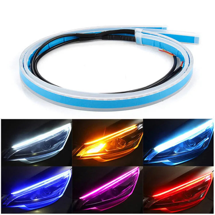 GPRGIT Super Slim Strip Tape Lights Daytime Running Light 30CM White Yellow Blue LED Strip Headlight 12V Flexible Tube DRL