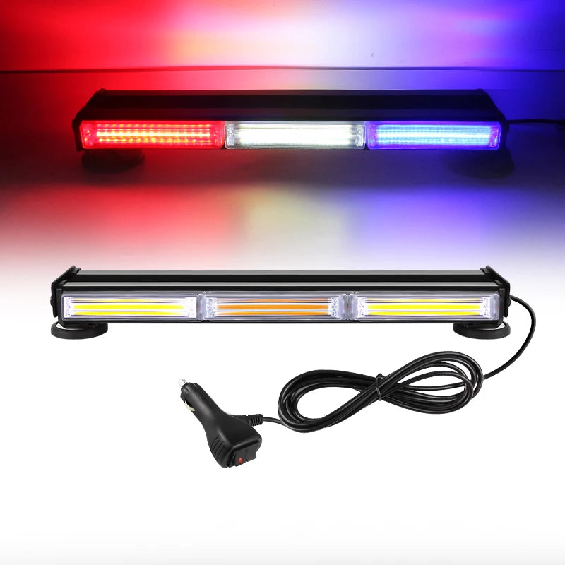 17inch LED Strobe Light Bar for Car Magnetic Dual Row Urgent Flashing Lights Safety Warning Flash COB Lamp