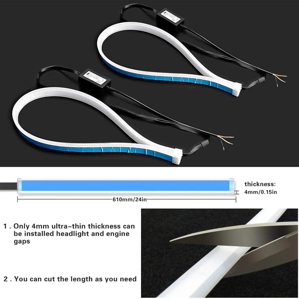 GPRGIT Two-Color Ultra-Thin Daytime Running Light Strip Light Flexible LED Turn Signal Light