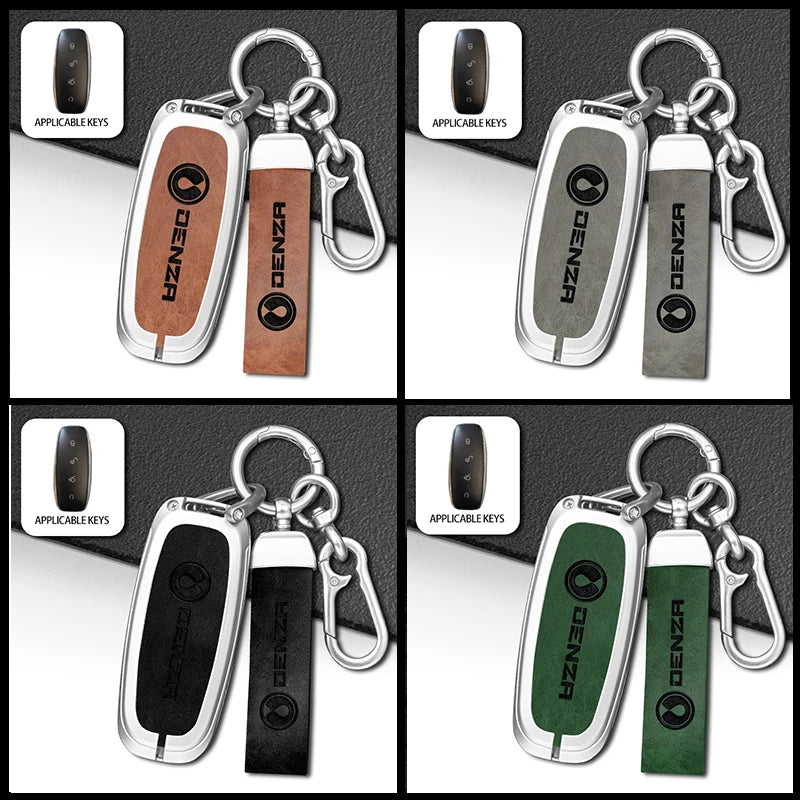 GPRGIT Zinc Alloy Leather Car Remote Cover Case for BYD Denza N7 DM-i EV Interior