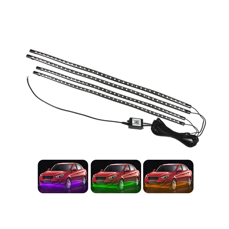 GPRGIT Car Exterior Decorative RGB Strip Light Atmosphere Lamp - Chassis Lights - 12-24V, 12W, SMD LED, APP Control, Aluminum Cover