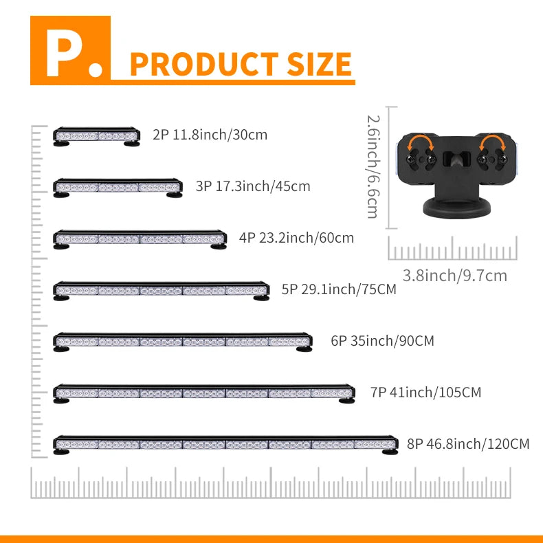 2 Sided LED Flashing Warning Light Bar for Car Truck Roof Grille Strobe DRL Flashing Emergency Lamp 36W