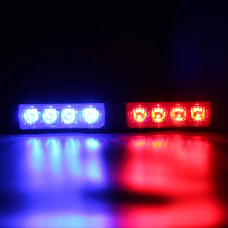 2 in 1 Auto Mini 4LED Strobe Lights Bar Grill Warning Lightbar Car Truck Emergency Flasher Flashlight Car Accessories 12v