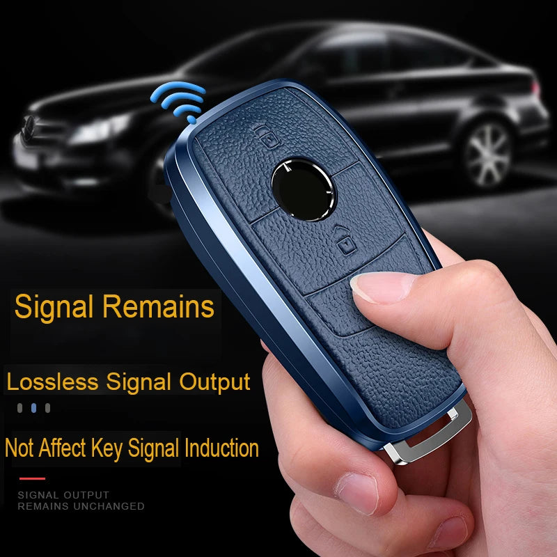 GPRGIT Leather Aluminum Car Smart Key Case Shell for Mercedes Benz C S Class W206 W223 C200 C260 C300 S350 S400 S450 S500 Accessories