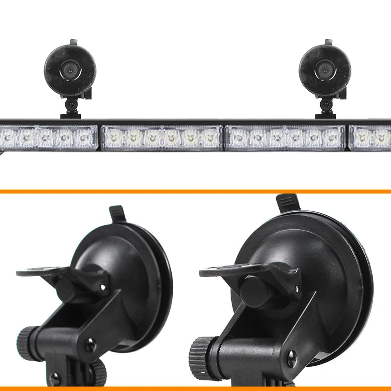 LED High Beam Strip 41in 7P 104cm Car Roof Warning Light Grille Strobe DRL Lane Emergency Suction Cup Light