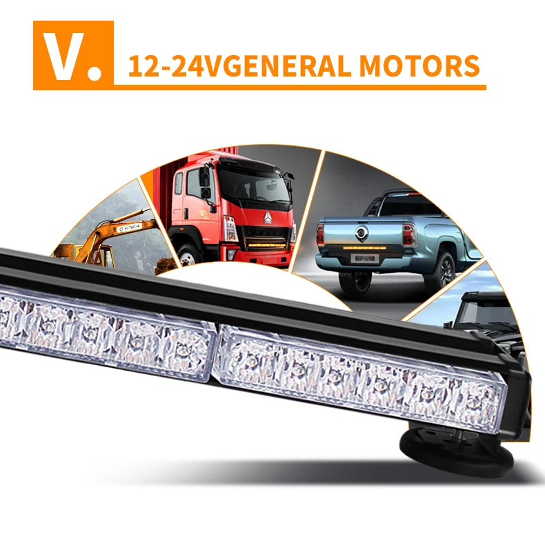 96w Led Warning Strobe Light Bar 46inch Dual Row Car Truck Roof Grid Strobe Drl Flashing Emergency Lamp Bars 12v 24v