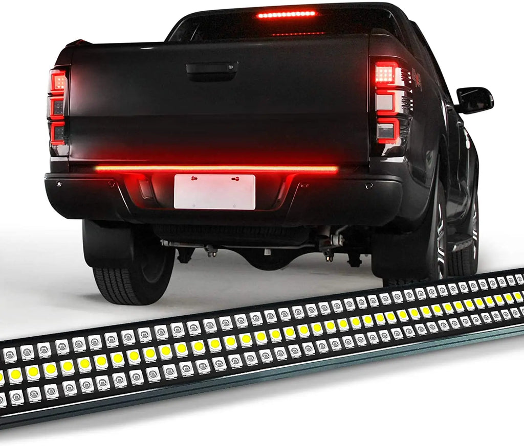 GPRGIT Truck Tailgate Strip 60 Inch Triple LED Sequential Turn Signal Brake Reverse Light 12V