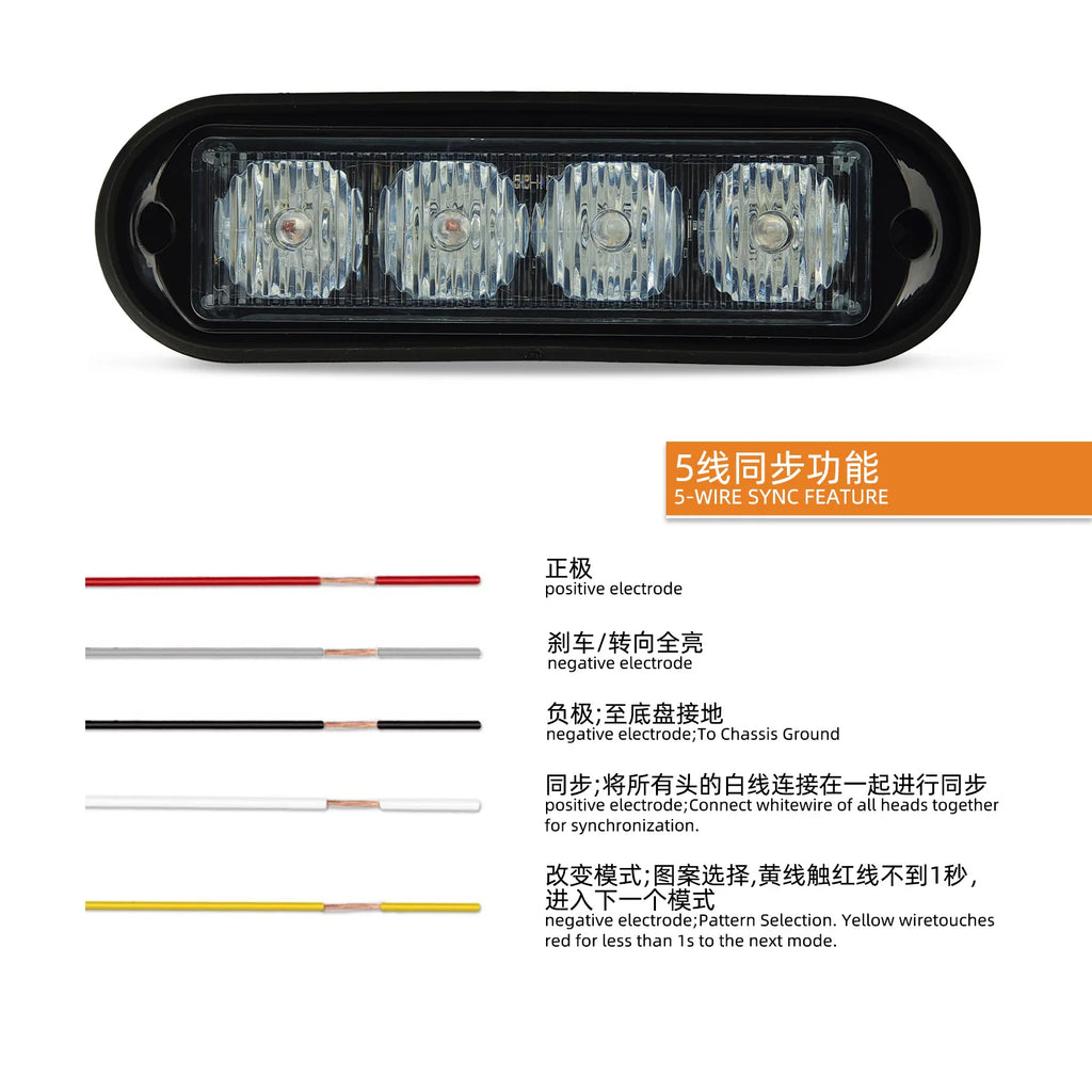 Ultra-Bright LED Warning Flash Strobe Lights Emergency Vehicle Lighting for Car Motorcycle Easy Mounting Auto Exterior Lighting