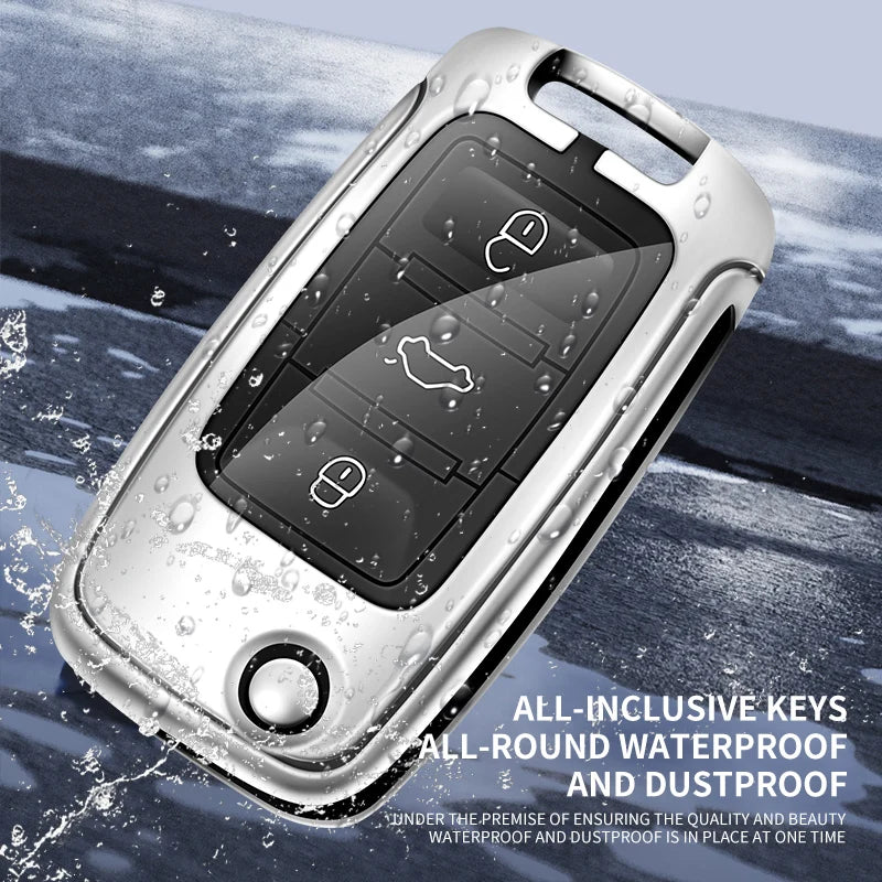 GPRGIT Metal Leather Car Key Cover for VW Volkswagen Polo/Tiguan/Jetta/Passat/Golf/Beetle and Skoda Octavia