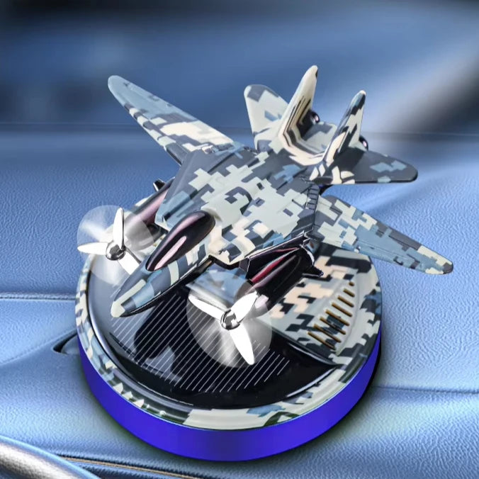GPRGIT Solar Powered Car Perfume Combat Plane Ornament Rotating Diffuser Aromatherapy Odor Remover
