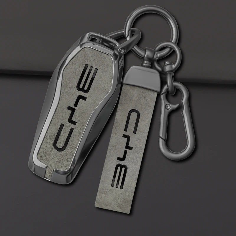 GPRGIT Leather Car Key Case Protector for BYD Qin Plus DM-i Atto 3 Han EV Dolphin Seal Tang E2 Song Plus