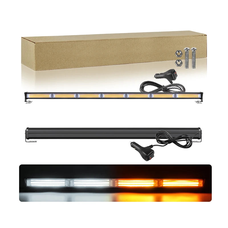 41inch COB LED Hazard Emergency Warning Strobe Light Bar Rear Window Deck Dash Warning Caution Lightbar Traffic Advisor