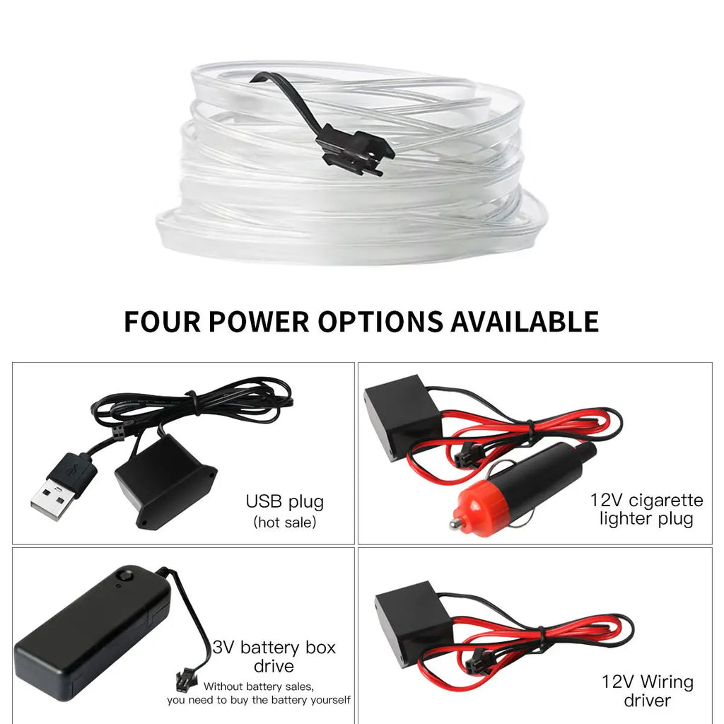 GPRGIT Flexible Waterproof EL Wire 360 Degree Illumination Car Ambient Lamp Cuttable Decorative Strip