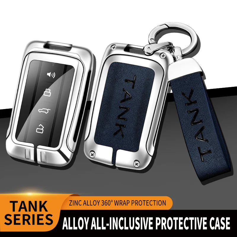 GPRGIT Zinc Alloy Leather Car Key Case Cover for Tank 300 2021 Great Wall Keychain Remote Keyless Accessories