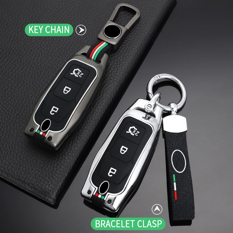 GPRGIT Zinc Alloy Car Key Cover Case for Ford Focus 3/4 ST, Mondeo MK5, Mustang, F-150, Explorer, Edge, Kuga MK3