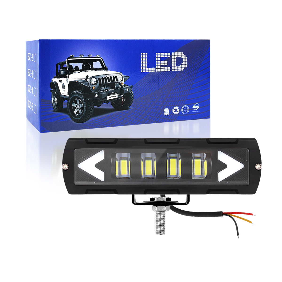 GPRGIT Universal Car Repair LED Work Light 12V-80V 40W Aluminum Alloy+PC LED Chips 4 Lamp Beads Red/Yellow/Blue/White