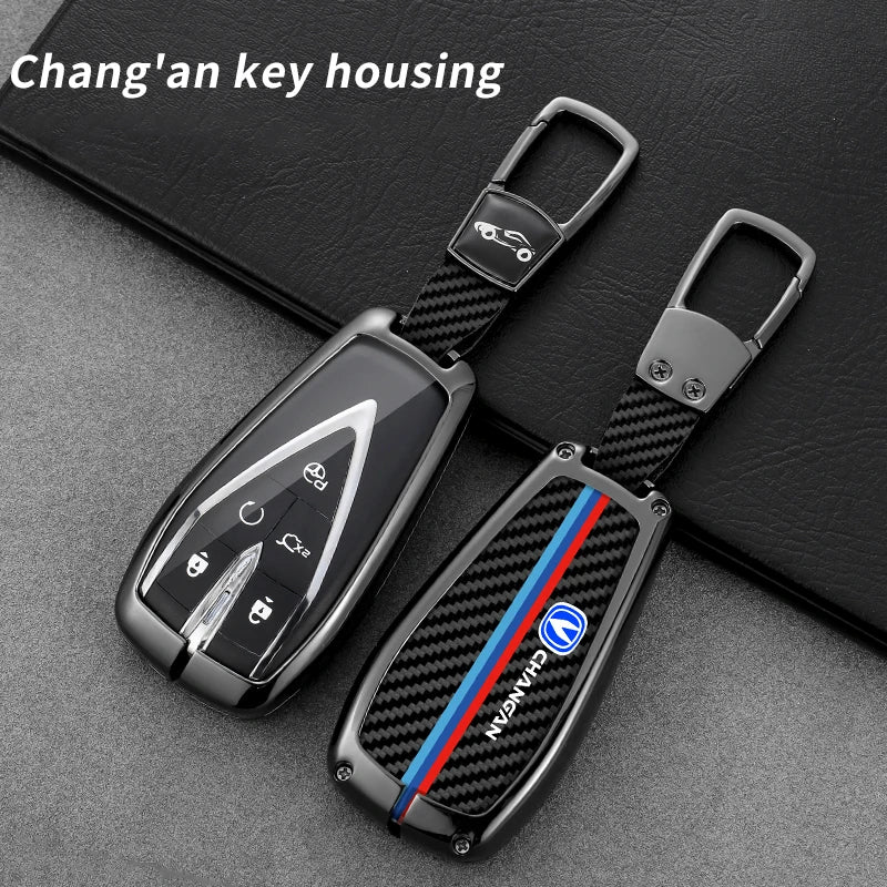 GPRGIT Carbon Fiber Car Logo Key Cover for Changan CS35 Plus CS55 PLUS CS75 PLUS Eado UNI-T Oushang X5 X7 EV 2019 2020 2021