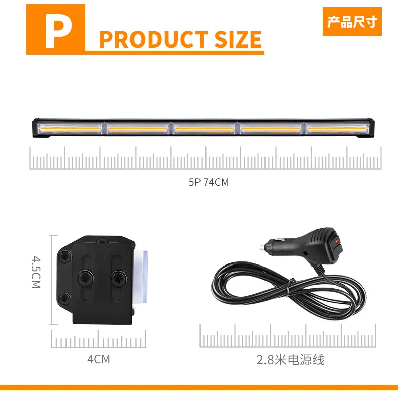 29inch Vehicles COB Warning Strobe Lightbar Multicolor Flashing DRL Lights Bar LED Flash Emergency Work Lights for Trucks
