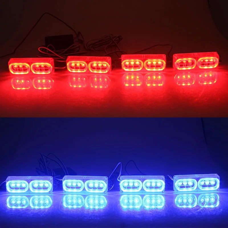 4-Piece LED Strobe Grille Light Strip Red/Blue with Remote, Model XA926B-4