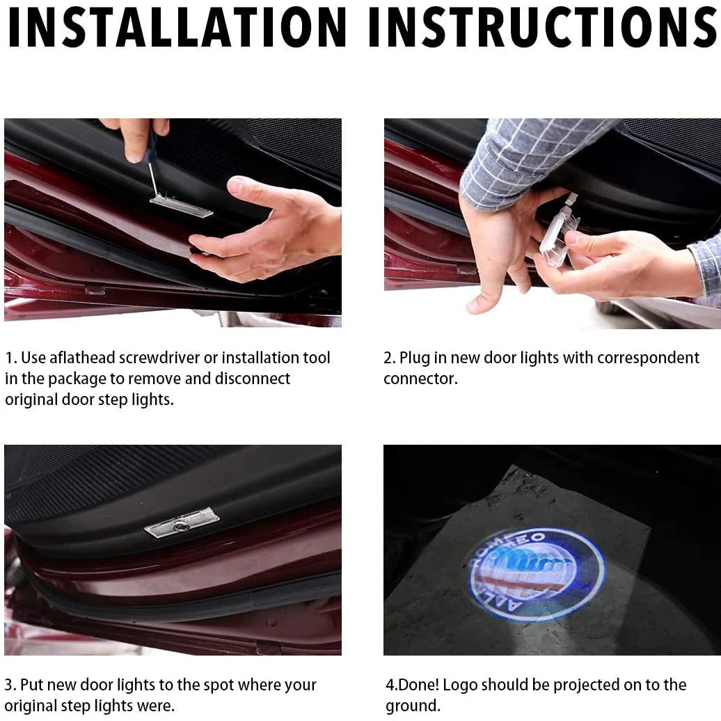GPRGIT Car LED Logo Light Ghost Door Lights Projector Welcome Accessories Emblem Lamp for Alfa Romeo