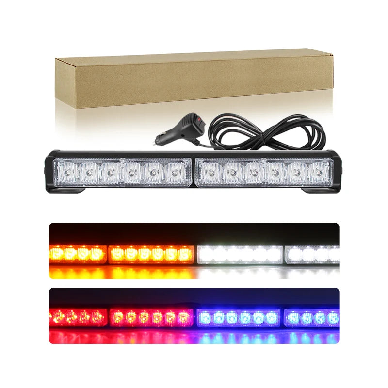 11inch Single Row LED Flashing Warning Light Bar Car Truck Rooftop Grid 6LEDs Strobe Emergency Light Lamps 12V 24V