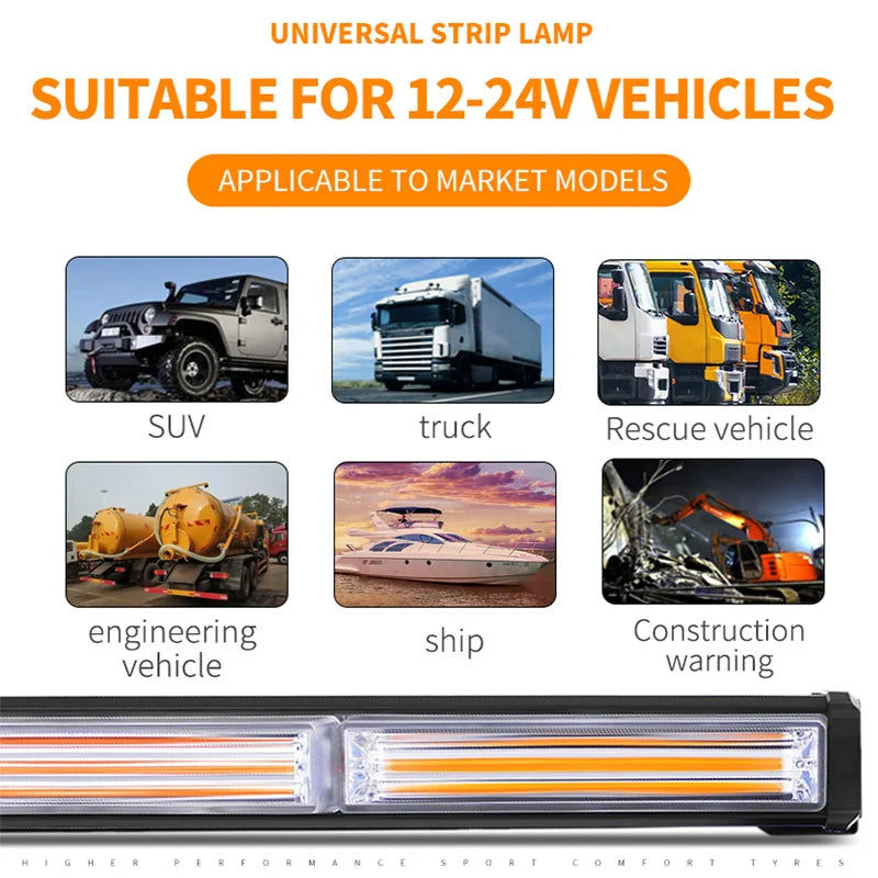 29inch Vehicles COB Warning Strobe Lightbar Multicolor Flashing DRL Lights Bar LED Flash Emergency Work Lights for Trucks